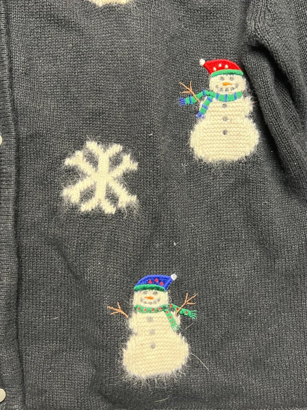 Vintage Crystal Kobe Snowman Cardigan Sweater Ugly Christmas Holidayinter sweate - Picture 3 of 8